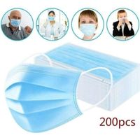 200 Pcs with Mask Face Earloops 3 Ply Protective Blue Disposable Masks,personal Protection Dust-proof Anti Spittle Eye Masks Zm 56TR