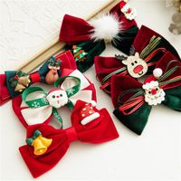 Haaraccessoires Christmas Fluwelen Bogen Clips Handgemaakte Bowknot Haarspeld voor Meisjes Grepen Kerstfeest Headwear Accessoires