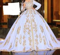 Modest Marokkanische Kaftan Abendkleider Lange Ärmel Applique Perlen Aso Ebi Prom Kleider für Frauen Braut Party Wear