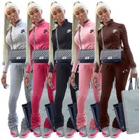 Designer Women Letter Tracksuits Winter Fall Casual Clothes Zipper 2 Piece Sets Jacket+Pants Solid Color Sports Suit Long Sleeve Outfits DHL 6950