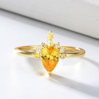 Ajuste de punta de punta del agua cortada amarillo CZ 925 anillo de plata esterlina para la boda de compromiso Regalo de joyería delicados