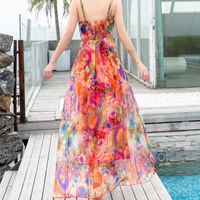 Günlük Elbiseler Yaz Seksi Elbise Kadınlar 200% Gerçek İpek Maxi Boho Beach Akşam Parti Bayanlar Straplez Çiçek Vestido 2021