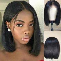 Wig female black short straight Bobo wave head high temperature silk chemical fiber hair button net cover