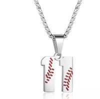 Commercio all'ingrosso nuovo titanio accessori sportivi da baseball jersey numero collana in acciaio inox charms cuciture