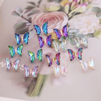 Elegante Cristal Zircão Butterfly Brincos Para Mulheres Estilo Simples Candy Color Inseto Brincos Jóias