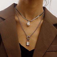 Chokers boho mode pärla halsband för kvinnor gotisk silver färg charm långkedja lås tofs pendant choker halsband jewlery sets