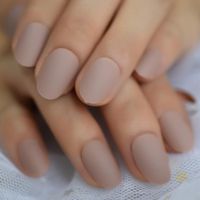False Nails Nude Pink Daily Artificial Nail Tips Short Oval Natural Fake Finger Matte DIY Full Cover Simple Faux Ongles