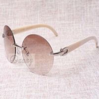 High-end fashion round sunglasses 8100903-B natural white angle the best quality sunglasses men and women glasses size: 58-18-140 mm liang0899