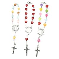 10mm färgglada pärlor Rosary armband, religiöst katolsk armband med St. Benedict Centerpiece och Inri Cross Beaded, Strands