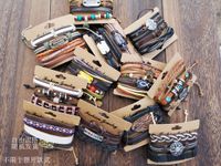Vintage handmade leather Braided Bead bracelets For men wome...