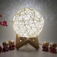 テーブルランプ3D LED Rattan MoonナイトライトデスクムーンライトUSB充電ランプカラフルなアート装飾@ 40