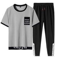 Plus Size Summer Men T-shirt Set 2 pezzi MANICHE A Sportswear SportsSuit da uomo Casual Jogger Sweats Suits 6XL 7XL 8XL 210714