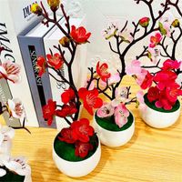 Fleurs décoratives couronnes mini bureau ornement usine végétale maison bureau artificielle plante bonsaï arbre de simulation en pot faux