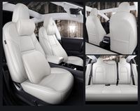 Araç Aksesuarları Tesla Model Y Yüksek Kaliteli Deri Özel Fit 5 Seaters Yastık 360 Derece Tam Kapalı Model 3 (Sadece Yapıldı Tesla 3 ve Y) 9pcs Set Beyaz