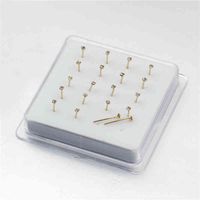 Straight Pin Stud med 1,5 mm Crystal Piercing Body Smycken Näsa Studs Ringar 1Set 20 st Style Material Metals Typ
