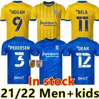 Birmingham City Jerseys 21/22 # 9 Hogan # 11 Bela Home Blue Soccer Jersey # 12 Dean # 3 Pedersen Away Camisa Amarelo 2021/2022 Homens Adulto # 34 Uniformes Sunjic Kids Kit