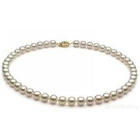 Perlen Halsketten Charming natürlich 8-9mm weiße Akoya Perle Halskette Goldverschlussketten 2022 Neu
