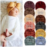 Милый младенческий младенцем узел индийская кепка тюрбан кашемировый сплошной цветной шанс малыш дети головной убор