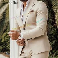 Traje de verano ajustado para hombre, traje Beige hecho a medida, 2 piezas  (chaqueta + Pantalones + corbata), ropa masculina de último estilo|Trajes|  - AliExpress