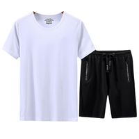 Men' s Casual Rhinestone Short Sleeve T- Shirt 2 Piece Tr...