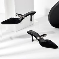 Zapatos de vestir Sandalias para mujer 2022 Verano grueso puntiagudo con diamante Calzado Plataforma de ventas Stiletto Alto Heel Slippers Femme