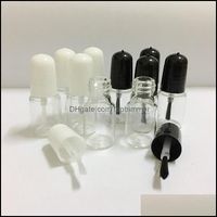 Nail Polish Art & Salon Health Beauty L Mini Glass Empty Bottle With Brush Black White Lid 16*42Mm Round Clear Cosmetic Sample Containers Tu