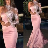 Party Dresses Sex High One-sleeve Mermaid/trumpet Floor-length Satin Evenig Dress/gown Appliques&beading