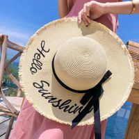 Ampla borda chapéus de palha chapéu de palha verão grande bordado protetor solar protetor ajustável Floppy Beach para 2021