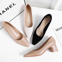 Leather Woman Pumps Slip-on Square High Heels 5.5CM Toe Classic Elegant Sexy Solid Black White Nude Women&#039;s Shoes 211011