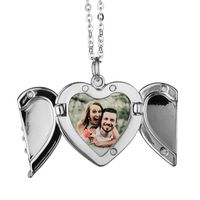 Hot Sublimated Angel Wings Heart-shaped Necklaces For Men And Women Can Put Photo Heat Transfer Fashion Accessories Party Favor
