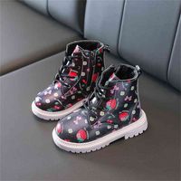 Girls warm cute boots baby British style leather autumn wint...