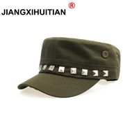 Jiangxihuitic 2021 primavera estate autunno uomini donne unisex piatto top cap cappio militari cappelli classici vintage cotone visiera cappello a corna larga