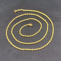 3mm Gold argenté plaqué en acier inoxydable torsadée chaînes de corde femmes hommes chahute pour pendentif hip hop bijoux