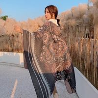 Blanket Fashion Neckline Big Flower Scarf Female Korean Lengthened Thickened Dual-use Shawl Warm Cloak Tide Hooded Poncho Cape1