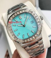 Высочайшее качество мужские автоматические часы Miyota 8215 Movemen 40 мм серебряный нержавеющая сталь серебристый / синий багетки алмазные бесель сапфировые часы