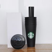 Starbucks 24 oz / 710ml Cosa de plástico Reutilizable Negro Beber Bebida Plana Pilar Forma Pilar Taza Taza Tumblers DHL