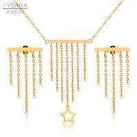 Earrings & Necklace FYSARA Cute Star Key Tassels Jewelry Set Stainless Steel And Pearl Gold Sets For Women Wholesale Price
