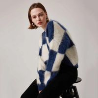 Women' s Sweaters 2022 Winter Vintage Mohair Plaid Women...