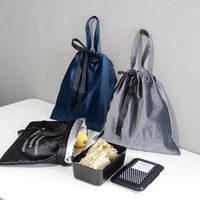 Portable Bento Storage Lunch Bag For Women Nordic Style Cooler Box Inside Insulation Package Outdoor Hand Carrying Bags