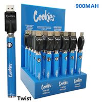 Cookeis 510 Konu Önceden Piller VV Pil 900 mAh Alt Gerilim Ayarlanabilir USB Şarj Vape Kalem 30 ADET Bir Ekran Kutusu 30 adet / grup