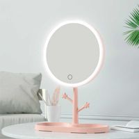 Kompakte Spiegel LED Makeup Spiegel mit leichten Damen Aufbewahrungslampe Desktop Eitelkeit Runde Form Kosmetische Frauen Weihnachtsgeschenke