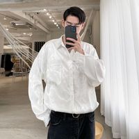 Männer Casual Hemden 2022 Sommer Mode Jacquard Seide Langarm Hemd Männer Große Größe Drache Male Chinesische Stil Vintage Tops