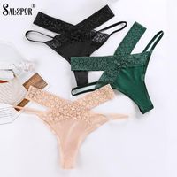 Women's Panties SALSPOR Sexy Lace For Women Thong Low Waist Breathable Underwear Transparent Bandage Hollow Out Underpants