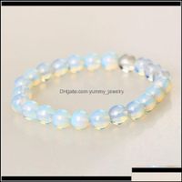Perles, Bracelets Bracelets Bijoux Drop Livraison 2021 8mm Rond Crystal Pierre de lune Pierre naturelle Bracelet en perles tendue pour femmes MDO4G