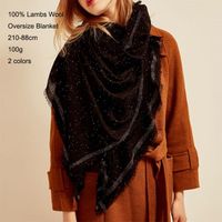 Autumn Winter Women Scarf Wool 100% Lamb Oversized Poncho Echarpe Big Shawl Large Maxi Wrap Fashion Warm Blanket Scarves