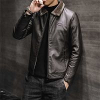 Men' s leather jacket plus velvet men' s leather jac...