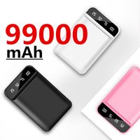 Mini 99000mAh Banco Portátil Portátil 2 USB LCD Pantalla digital de carga rápida Batería externa Powerbank para iPhone Xiaomi Huawei