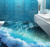 Piso personalizado Mural 3D Océano estereoscópico Dormitorio de agua de mar Dormitorio Piso de baño PVC impermeable autoadhesión Murales Fondo de pantalla 684 v2