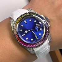 Klassische Uhren Süßigkeiten Farbe Diamond Mens Uhren Automatische mechanische 40 -mm -Regenbogen -Ranze Business Mode Armbanduhren Montre de Luxe