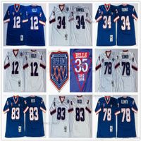 NCAA Vintage 75th Retro Futebol Jerseys costurou azul jersey branco